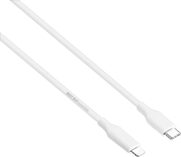 Best Buy essentials™ - 5' USB-C to Lightning Charge-and-Sync Cable - White
