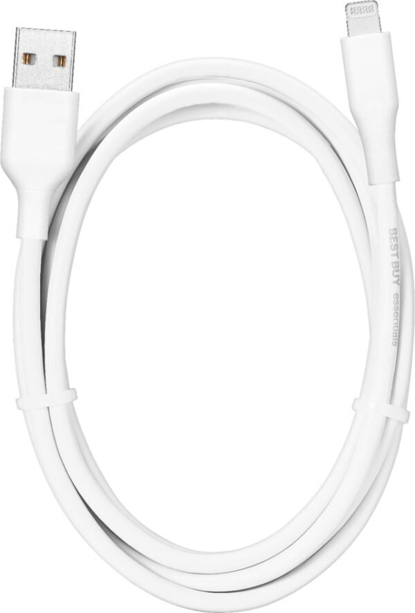 Best Buy essentials™ - 5' USB-A to Lightning Charge-and-Sync Cable - White