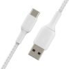 Belkin - BOOST↑CHARGE Braided USB-C to USB-A Cord 6.6ft for iPhone 16 Series, Samsung, Google Pixel 7 & 8, iPad Pro & More - White