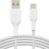 Belkin - BOOST↑CHARGE Braided USB-C to USB-A Cord 6.6ft for iPhone 16 Series, Samsung, Google Pixel 7 & 8, iPad Pro & More - White